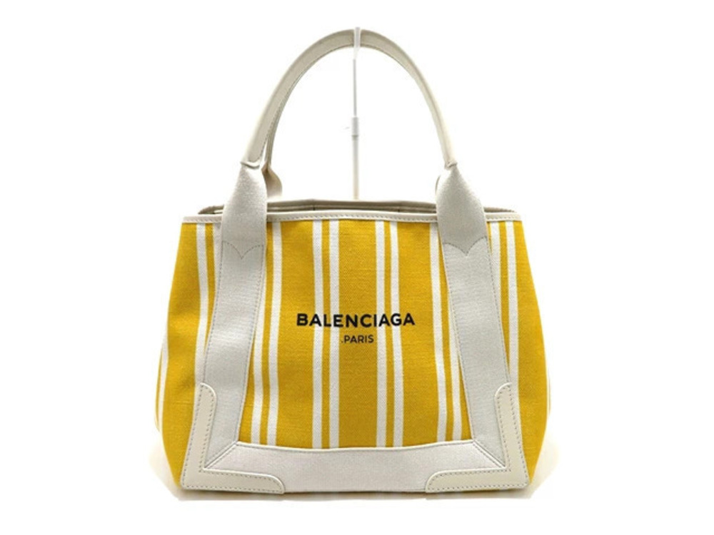 Balenciaga Bag Navy Blue Tote Cabas Canvas Calfskin